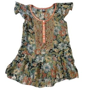 10 - Women's FREE PEOPLE Sheer Abstract Oversized Blouse / Mini Dress